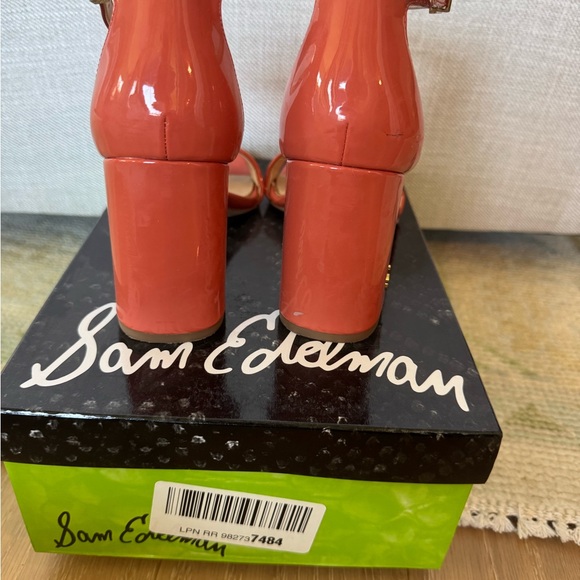Sam Edelman Daniella Ginger Coral Patent Block Heels - Picture 5 of 5